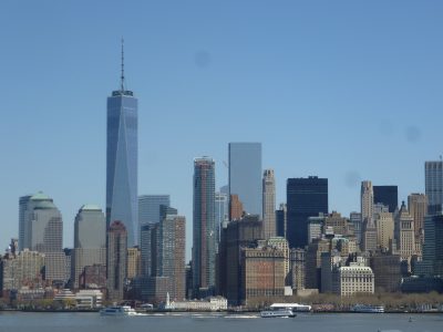 New York, chicche: vista su Manhattan dal traghetto di Staten Island